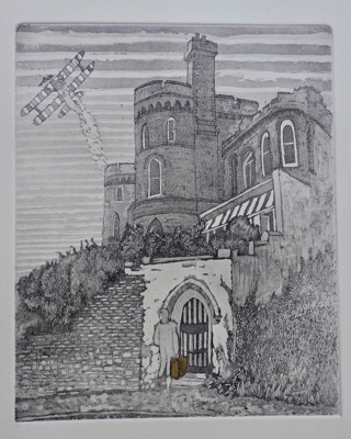 The Towers at Scarborough etching by Michael Atkin